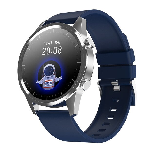 F35 -inch bluetooth smartwatch met 1.28- inch hartslagmeter, bloeddrukmeter, volledig aanraakscherm, slimme fitnesshorloge voor mannen en vrouwen: Blauw