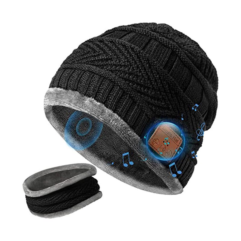 Gorro con Bluetooth V5.0, bufanda, auriculares inalámbricos, gorro para exteriores, invierno, esquí, montar: Default Title