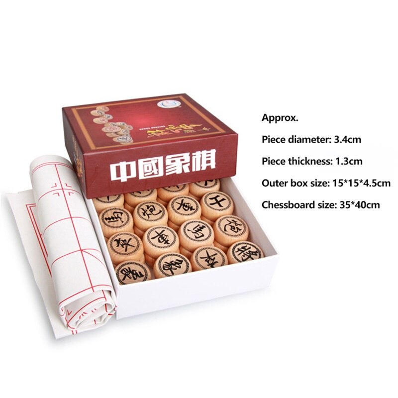 High-End Houten Chinees Schaken Grote Stukken-Xiangqi Familie Reizen Board Game Set Met Pu Lederen Dambord Voor 2 Spelers: 3.4 With carton