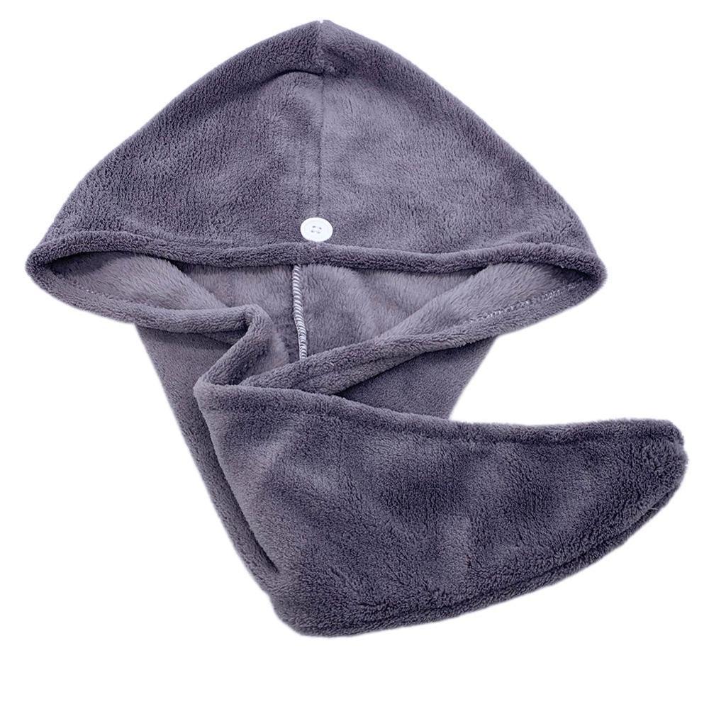 Mikrofiber hår hurtigtørrende tørretumbler håndklæde bad bruser cap turban hurtig hat cap wrap tør  t4 j 9: Grå