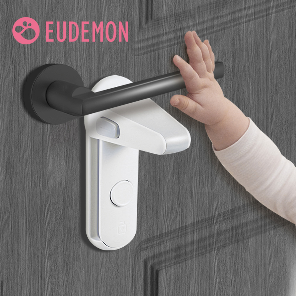 EUDEMON – serrure à levier de porte, serrure de poignée de porte à l'épreuve des bébés, serrure de bouton de porte à l'épreuve des enfants, facile à installer et à utiliser, adhésif VHB 3M