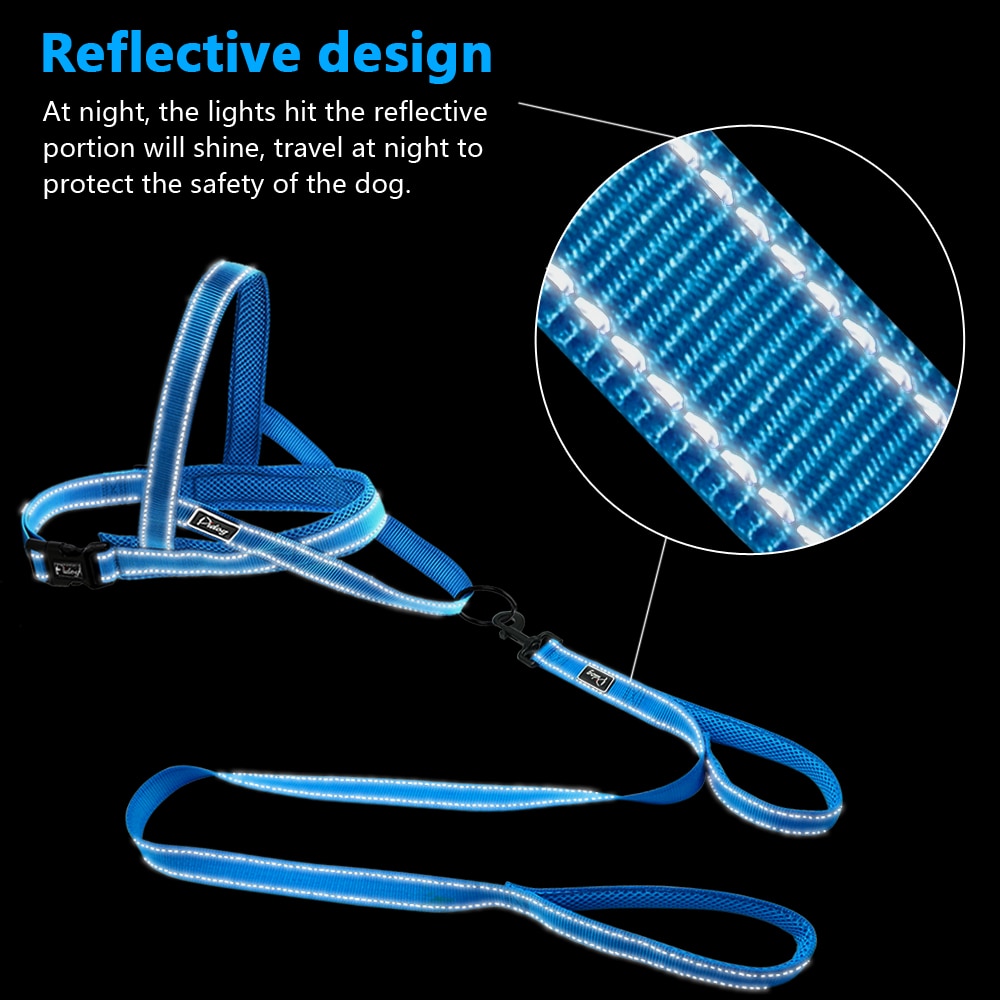 Conjunto de Correa y arnés reflectante sin tirones para perro, chaleco para mascotas de plomo para perros pequeños y grandes, Perfecto para el entrenamiento diario XXS-L caminar