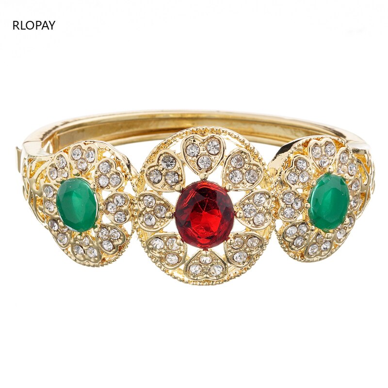 Marokkaanse Hart Vorm Goud Kleur Metalen Armbanden Voor Vrouwen Kleuren Strass Armbanden Armbanden Sieraden