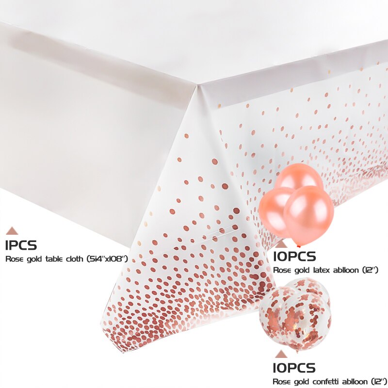 21pcs/set Disposable Party Table Cloths Rose Gold Dot Table Covers Confetti Balloons for Birthday Party Wedding Anniversary: 21pcs kit A