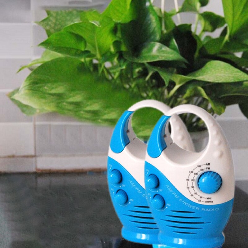 AM/FM Radio Portable Waterproof Radio Bathroom Suction Cup Hook-Up Radio Rechargeable, Auto Search Signal