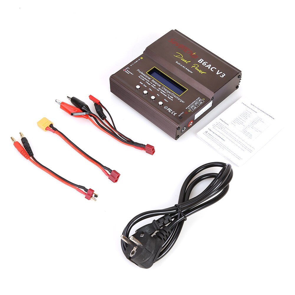 Imax-carregador de bateria b6ac v3 80w, bateria nimh, lipo, li-ion, ni-cd, helicóptero digital, controle remoto, adaptador de energia: B6AC 80W EU Plug