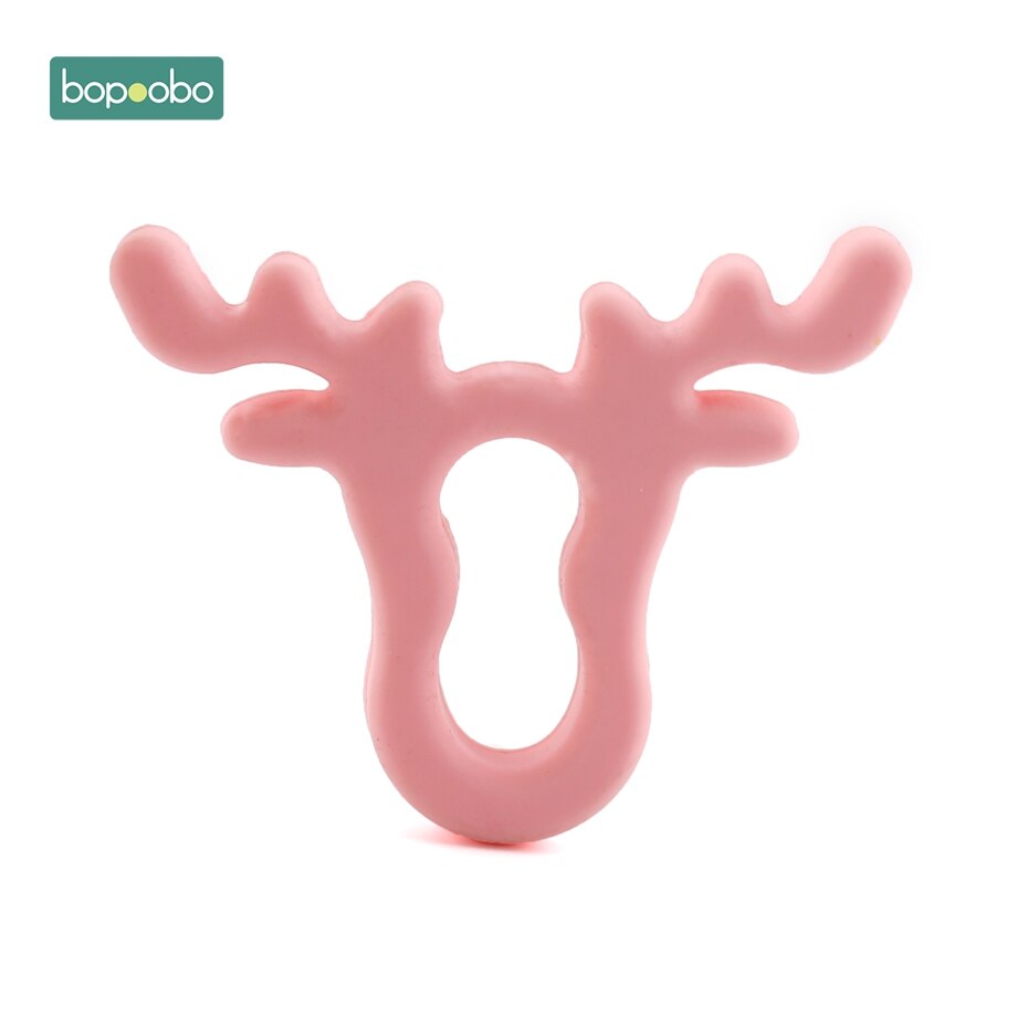 Bopoobo 1pc silikon snöflinga bitring julgran hänge stjärna jul rådjur för baby älg pepparkaka mansbaby bitring
