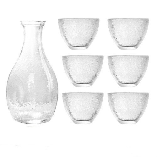 Japanese Sake Bottle Set Transparent Glass Sake Bottle Small Cup Sake Fruit Wine Plum Small Sake Cup Frosted Cup: G