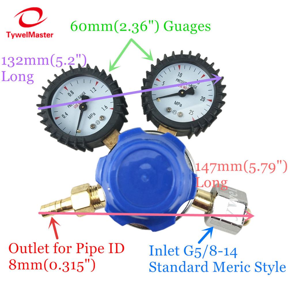 G5/8 Inlet Dual Gauge Carbon Dioxide Gas Flowmeter Welding Cutting Pressure Gas Regulator，CO2 Regulator,