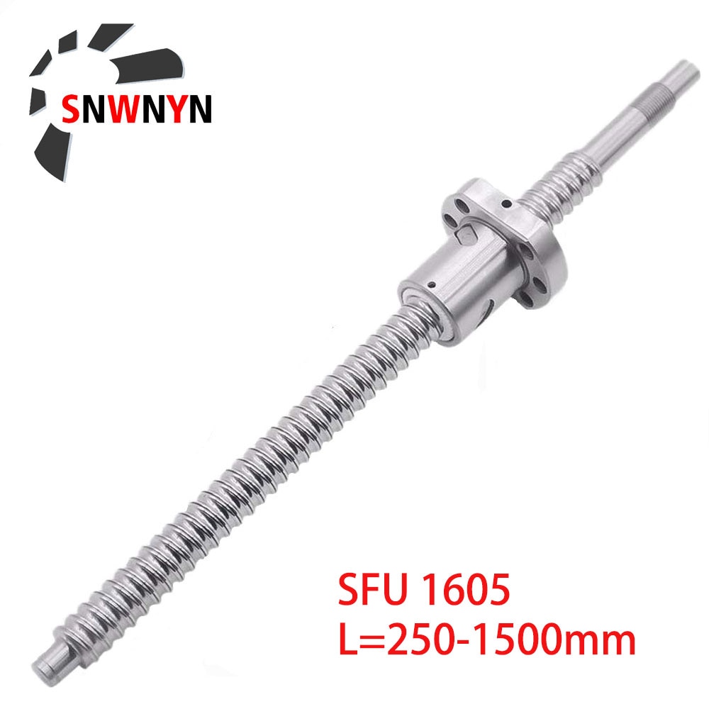 Sfu 1605 kulskruv 200 250 300 350 400 450 500 550 600 650 700mm kulskruv  c7 1605 fläns enkel kulmutter  rm1605 ändbearbetad cnc