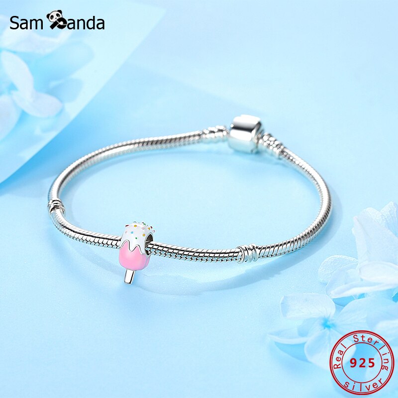 Authentic 100% 925 Sterling Silver Charms Ice Cream CZ Fit Original Bracelets Women DIY Jewelry