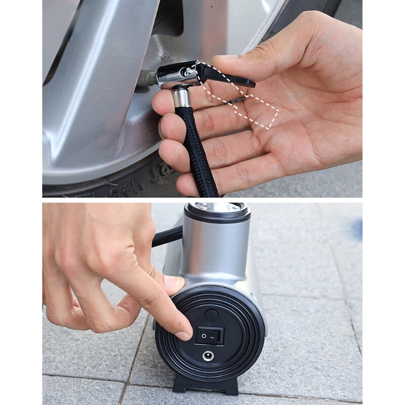 12V/120W Portable Air Compressor Multifunctional Air Pump Tire Inflator with Bright Emergency Flashilight