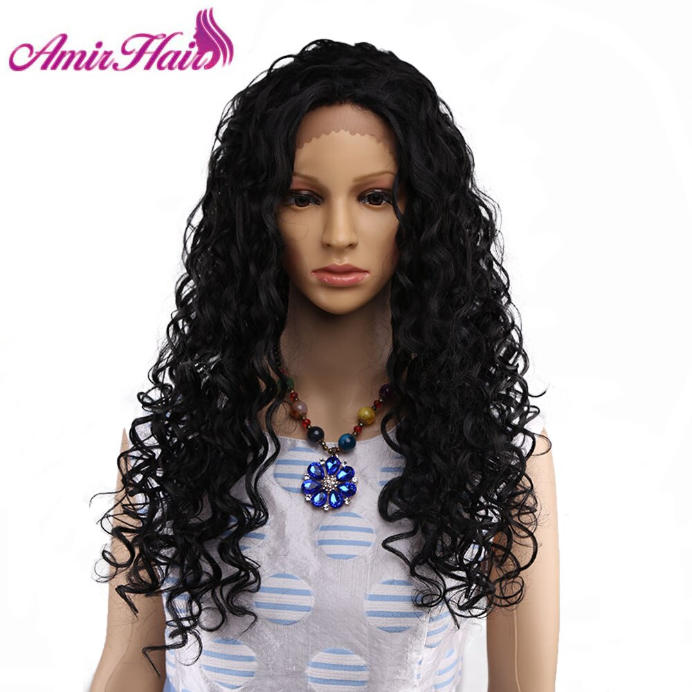 Amir Lace Front Wigs Afro Kinky Curly Black Wig Free Parting Synthetic Wigs For Black Women Ponytail Hair Cosplay Body Wave: #1B