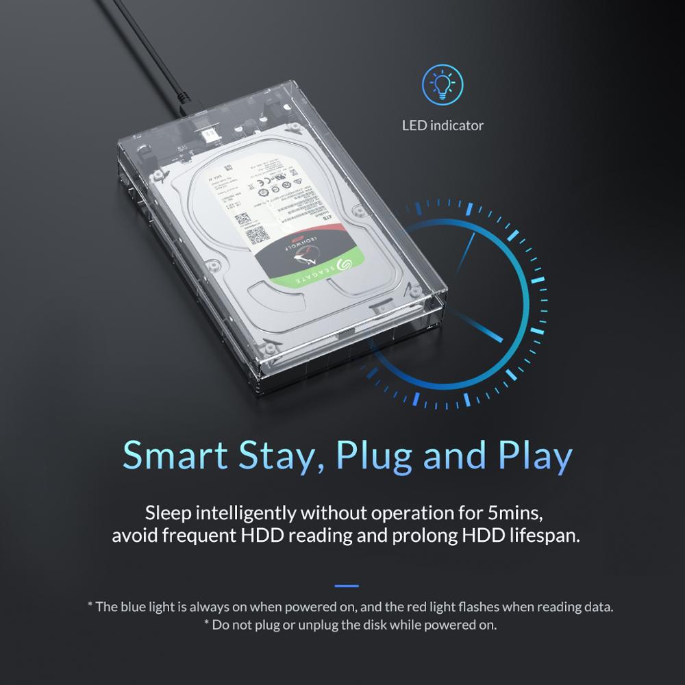 ORICO 3.5 inch HDD Behuizing USB 3.1 Type C 10Gbps Transparante HDD Case SATA naar USB C Transparant HDD docking station