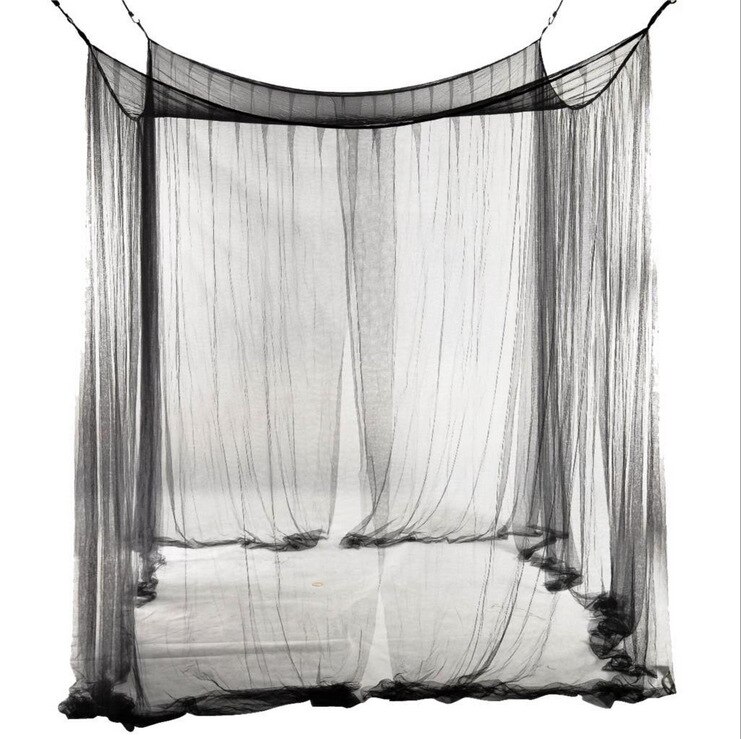 Black Four Door Square Mosquito Net Polyester / Cotton Universal Insecticide Treated,folded Quadrate a General-purpose