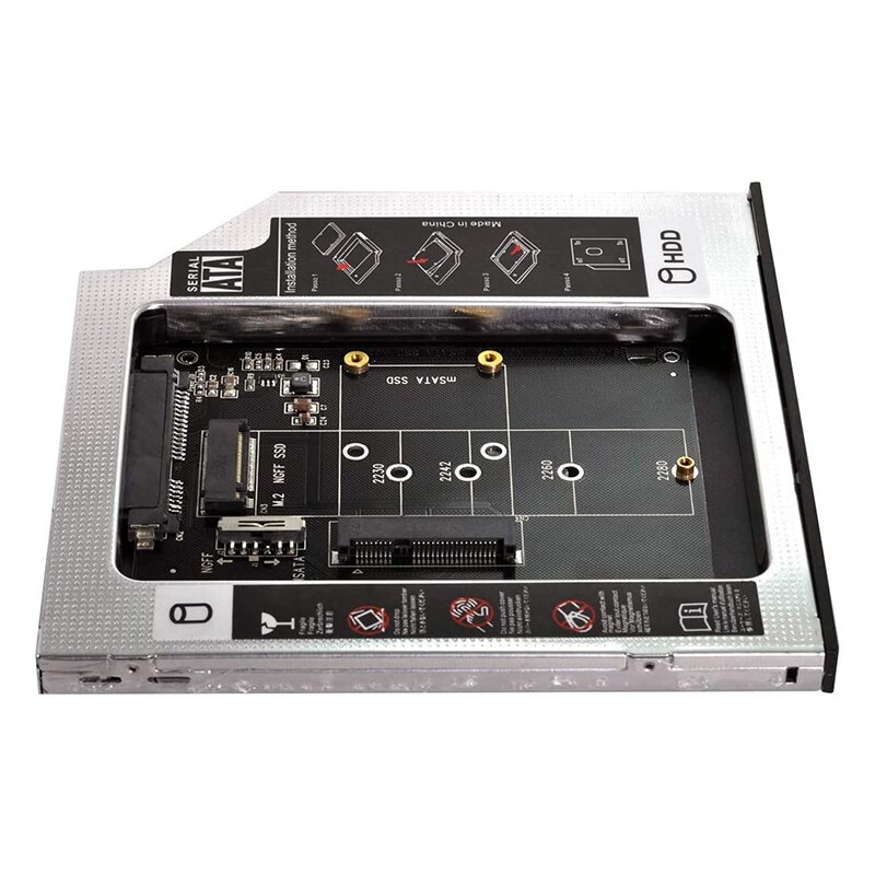 SSD di MSATA NGFF B/m-key alla cassa del Caddy di Slimline SATA 13Pin per la baia ottica universale del CD/DVD-ROM del computer portatile di 9.5mm