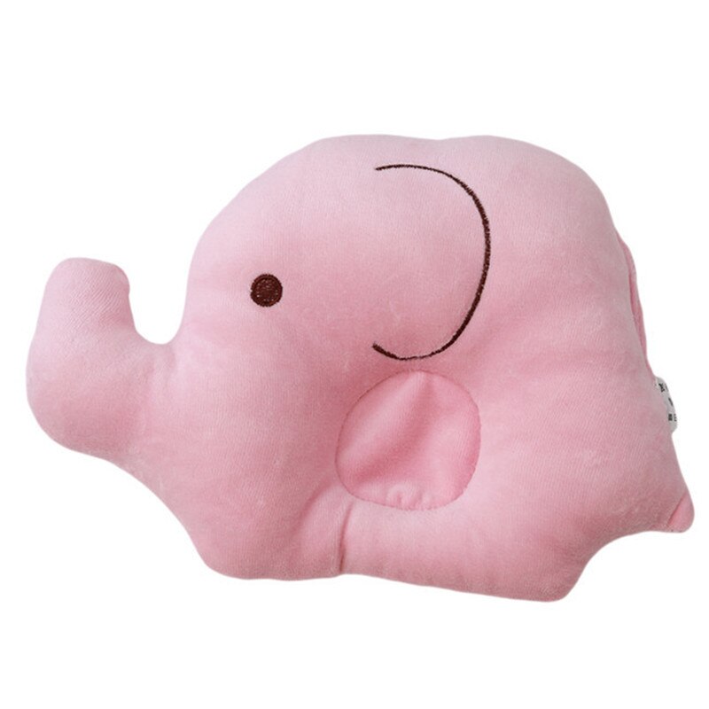 Baby Girl Boy Pillow Infant Newborn Sleep Support Concave Cartoon Pillow Elephant Shaping Cushion Prevent Flat Head: Pink