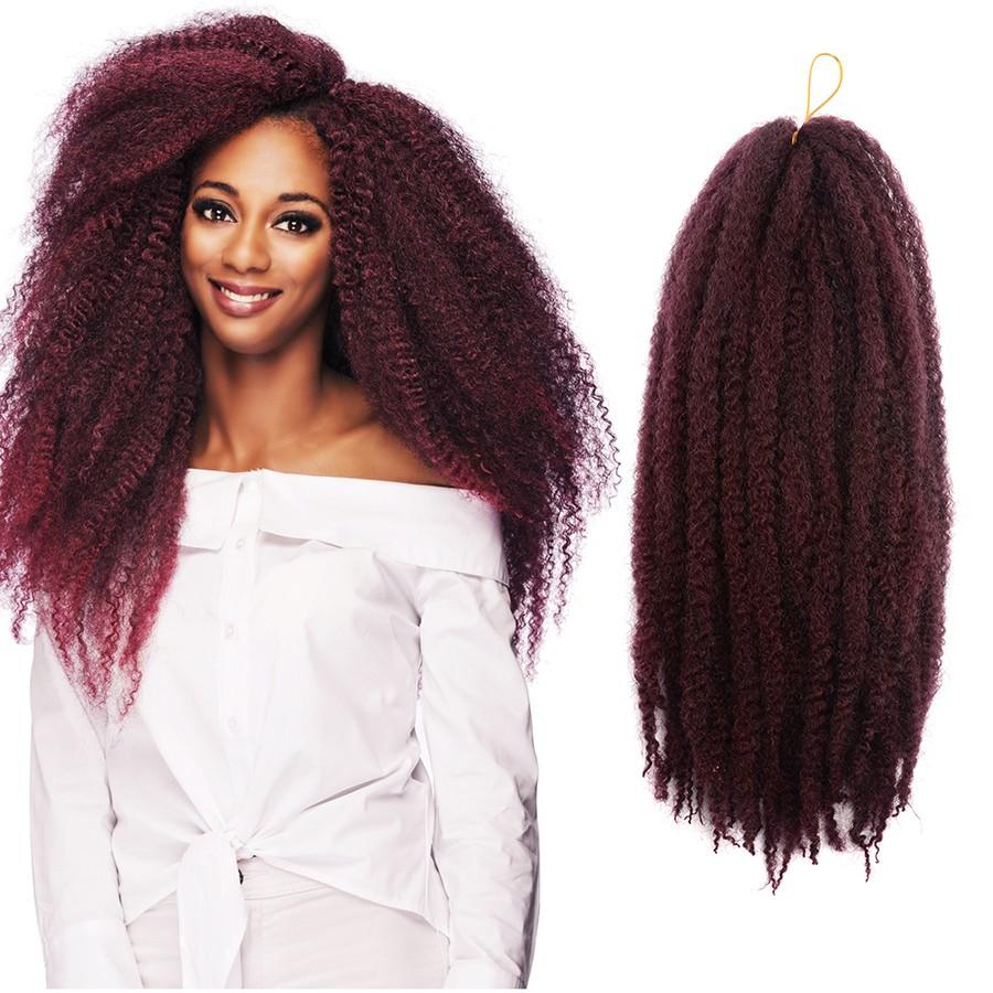 Youngther Afro Kinky Marley Crochet Braids Hair 18inch Synthetic Braiding Hair Crochet Braids Hair Extensions for Women