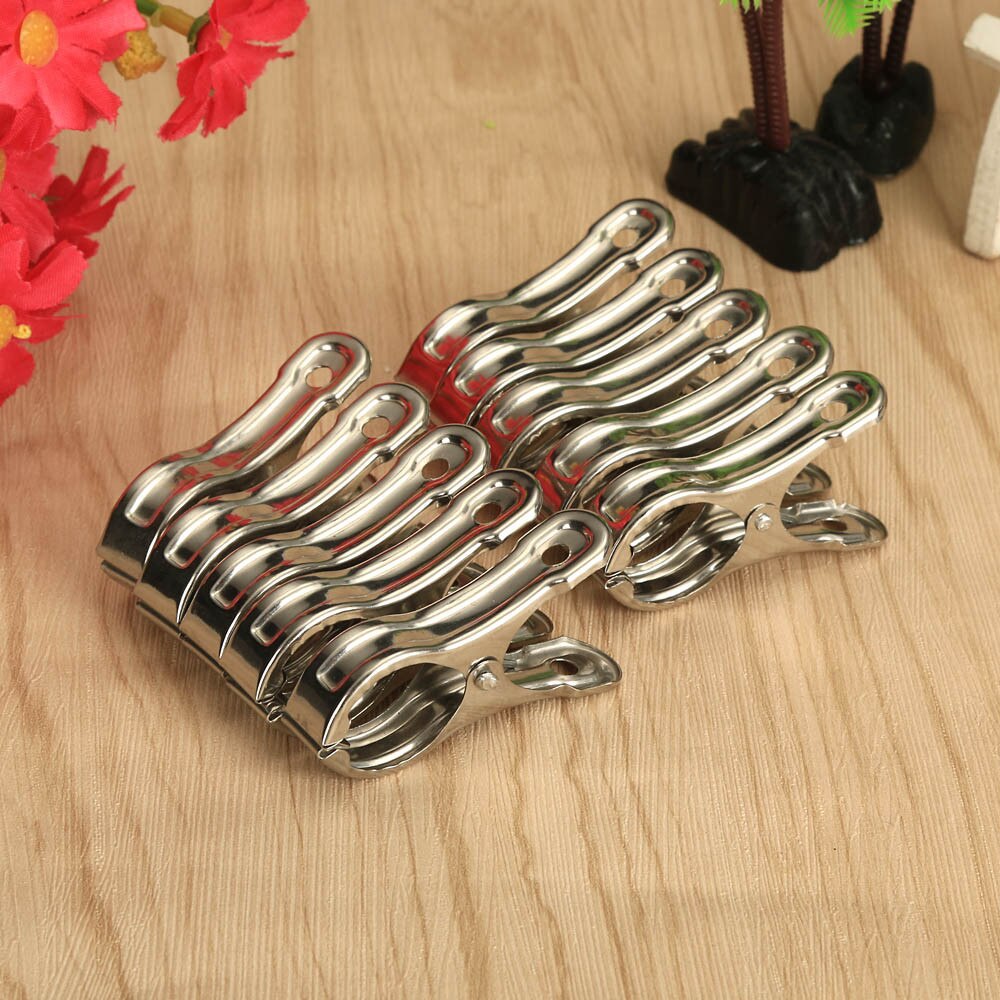Wasknijper 10PCS Rvs Strandlaken Clips Houden Uw Handdoek Van Blazen Weg