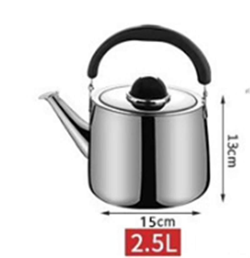 304 Rvs Geluid Ketel Gas Theepot Huishouden Keuken Verwarming Kokend Theepot Capaciteit Melk Warmwaterkruik Outdoor: 2.5L