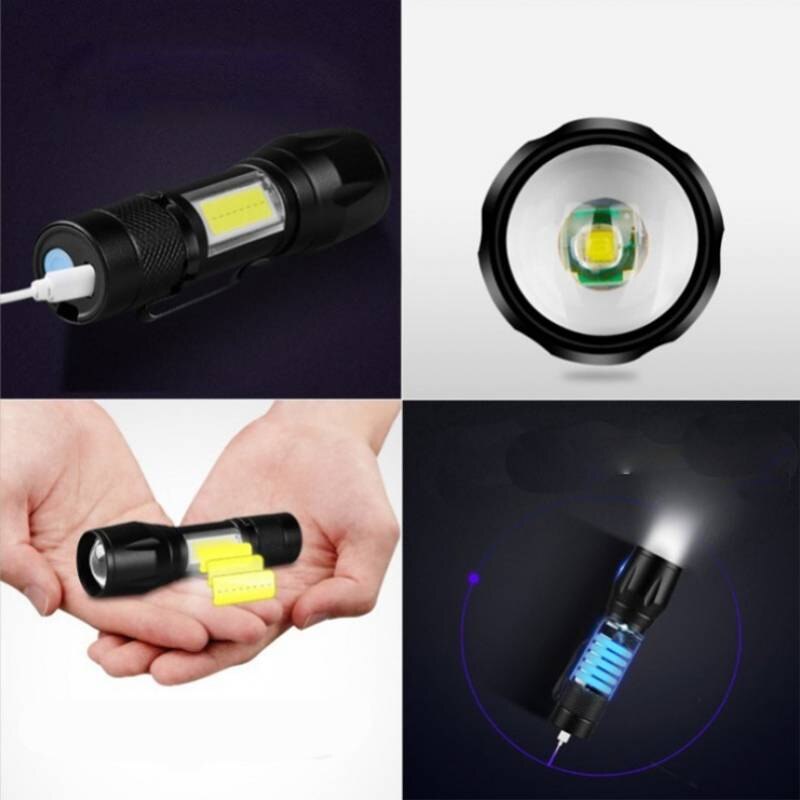 Newest CREE Q5 Battery USB Charging Flashlight COB LED Zoomable Waterproof Bicycle Clip Head Lamp Cycling flashlight