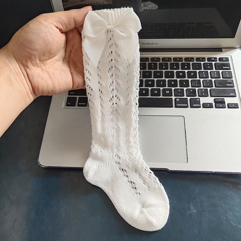 freundlicher Socke BöGen königlich Stil Mädchen Knie Hohe Socken Baby Kleinkind Bowknot in Rohr Socken freundlicher Aushöhlen Socke Süssigkeit Farben: Weiß / M (2 zu 3 Jahre)