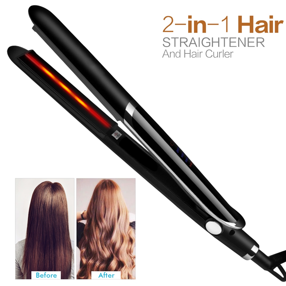 2 in 1 Hair Straightener Infrared Electric Straightening & Curling Iron Hair Curler Flat Irons Hair Straight Tools