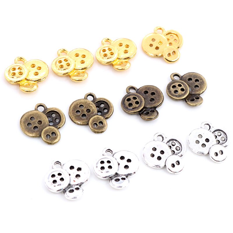 15X14Mm 20Pcs Antiek Brons Goud Zilver Plated Knop Handgemaakte Charms Hanger Diy Voor Armband Ketting Sieraden maken Bevindingen