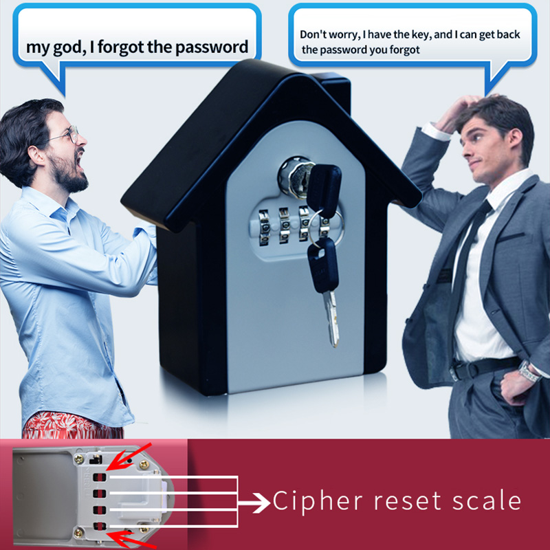 Key Lock Box with Waterproof Case Wall Mount Metal Password Box for Home Business