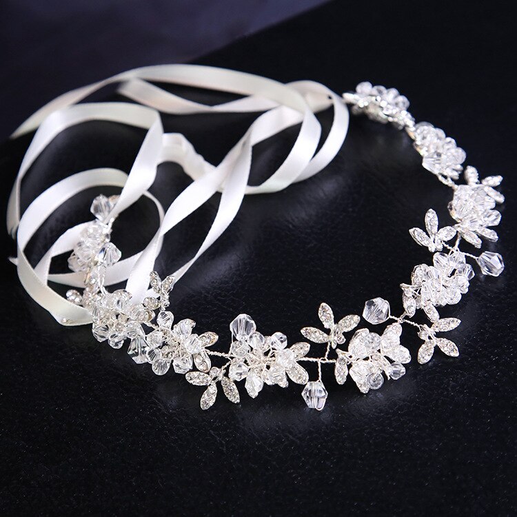 Witte Handgemaakte Crystal Hoofdtooi Bruidsmeisje Bruiloft Krans Bridal Hoofdband Strass Bloemen Prinses Bruiloft Accessoires