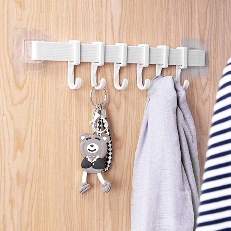 6 seamless hooks kitchen kitchen wall suction plastic six-row hook toilet door hook