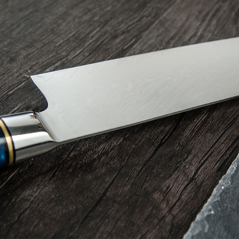 Damascus Steel Butcher Kitchen Chef Knives Set Chopper Meat Chopping Knife Resin Color Wood Handle Cutter Chopper Slicing Tools