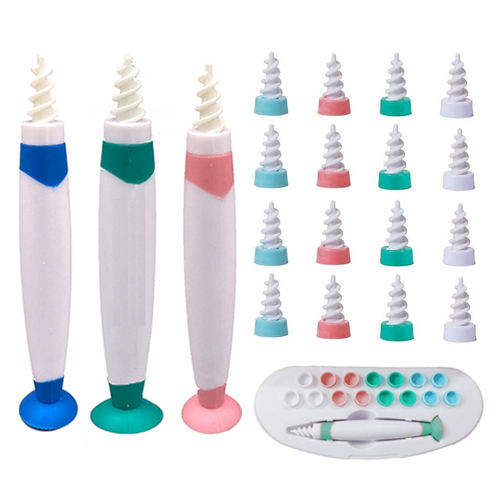 Earpick Spiral Ear Wax Earwax Remover Cleaner with Suction Cup Handle and Soft Replacement Heads for Home Ear Care Supplies