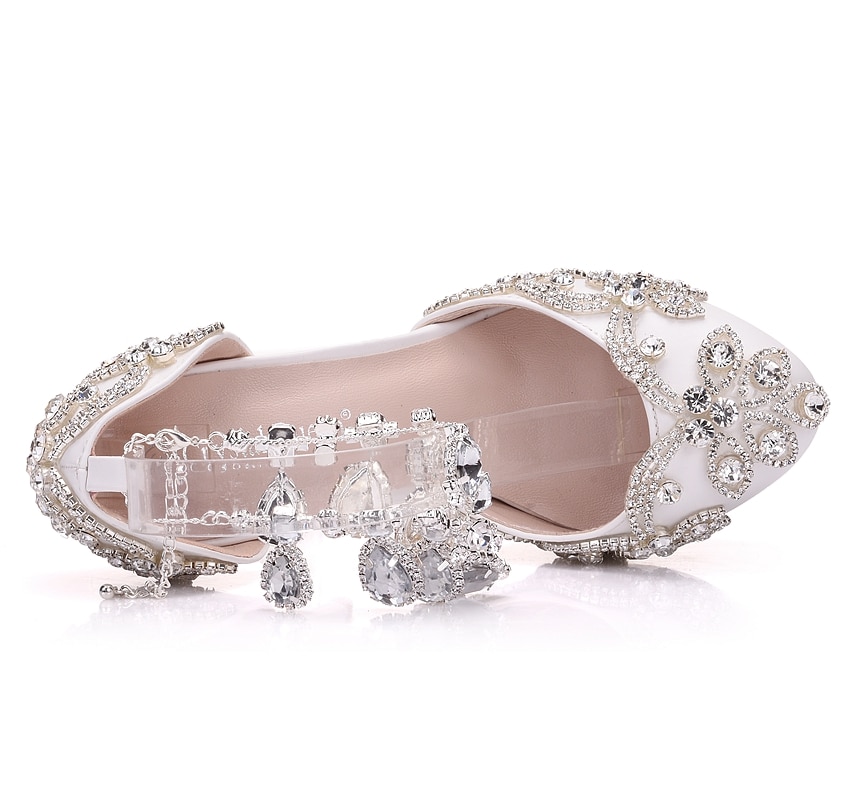 Crystal queen rhinestone sandaler pumps sko kvinder søde luksus platform kiler sko bryllupshæl høje hæle