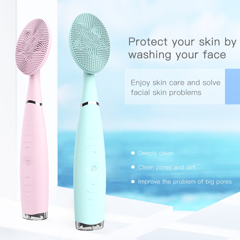 Charge Silicone Sonic Electric Facial Cleanser Handheld Facial Cleaning Device Face Cleaner Scrubber Washing Brush Instrument