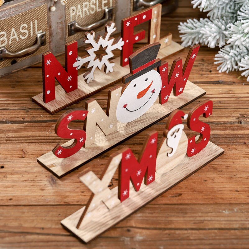 Kerst Feestelijke Decoraties Houten Alfabet Hangers Desktop Creatieve Afdrukken Decoraties