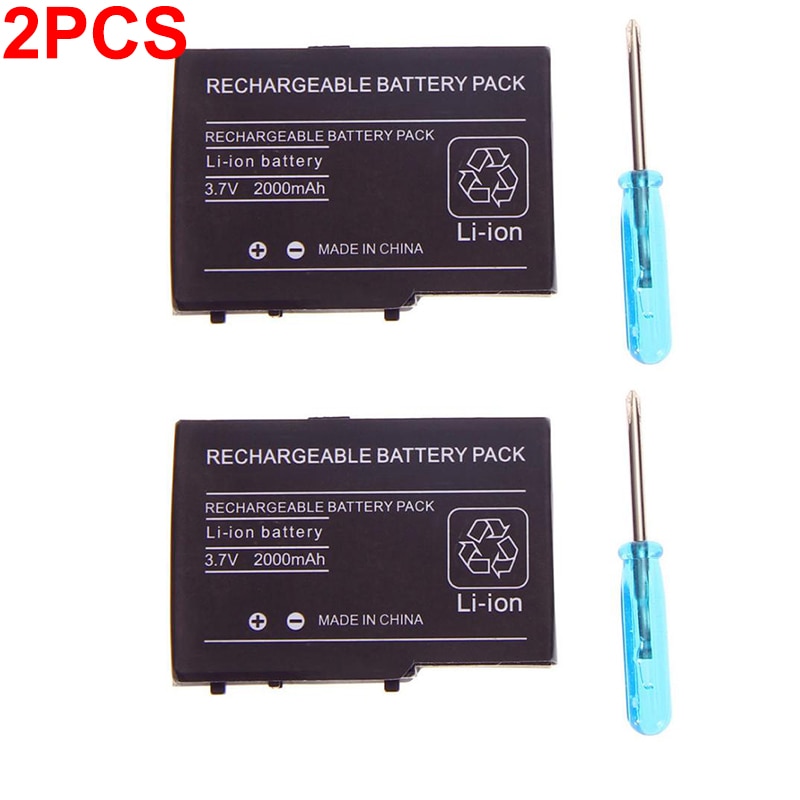 2X2000Mah 3.7V Oplaadbare Lithium-Ion Batterij Pack Voor Nintendo Ds Lite Dsl Nds Lite Ndsl vervangende Batterij Met Schroevendraaier