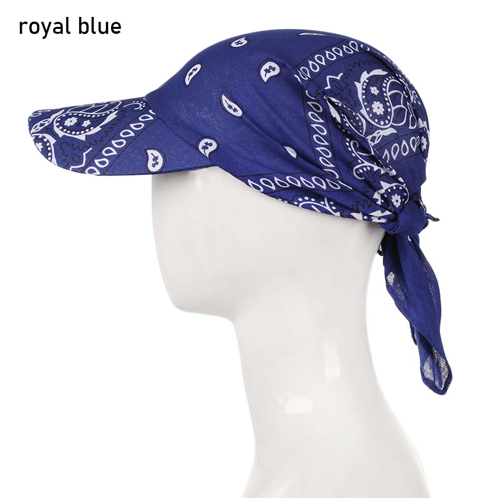Cotton Visor Hat Women Men Unisex Printed Square Scarf Cap Soft Headscarf Outdoor Sunshade Hats: royal blue