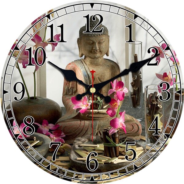 WONZOM-montre murale silencieuse orchidée | Statue de bouddha pour décoration de maison, horloge murale Large, son pas de tic, décoration créative: 23437 / 12inch(30cm)