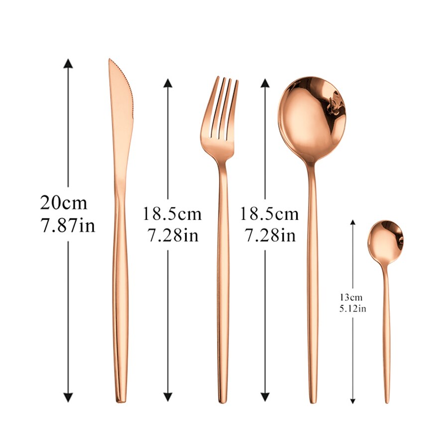 4Pcs/set white silver Cutlery Set 18/10 Stainless Steel Dinnerware Silverware Flatware Set Dinner Knife Fork Spoon: rose gold 4pcs