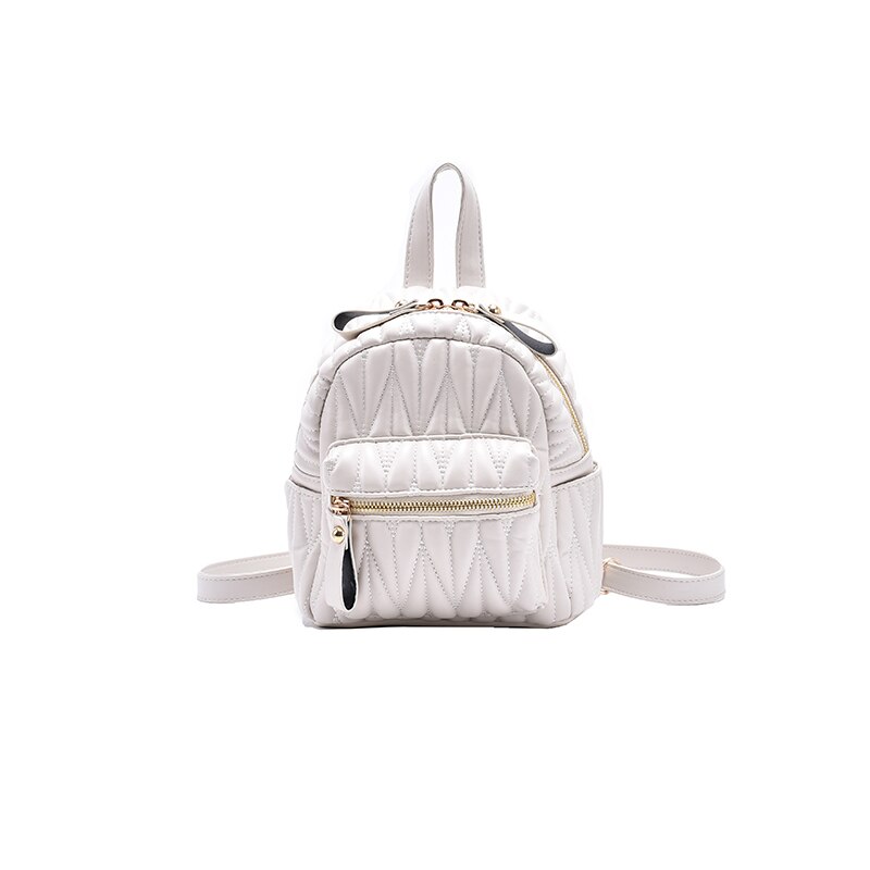 Dames Zacht Leer Pu Lederen Rugzak Retro Rugzak Vrouwelijke Student Schooltas Vakantiereizen Rugzak Mini Schooltas: White