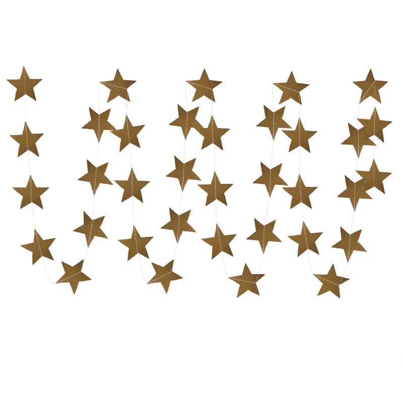 3.8-4.2m Gold Silver Paper Star Garland Banner for Birthday Wedding Decor Glitter Paper Hanging Ramadan Decoration: S01-4m