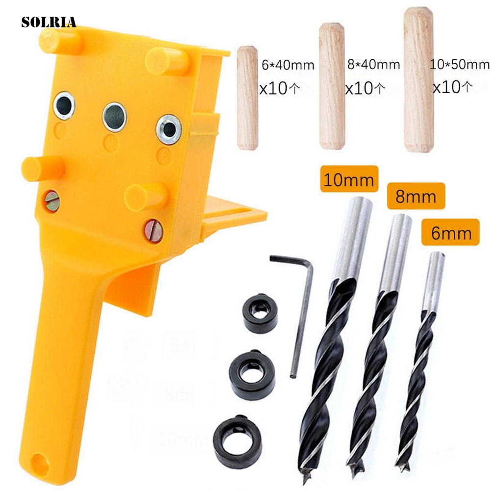 Fast Wood Tenon Fixture ABS Handheld Pocket Drilling Fixture System Tool 6/8/10mm Drill Bit Puncher for Woodworking Tenon Joint