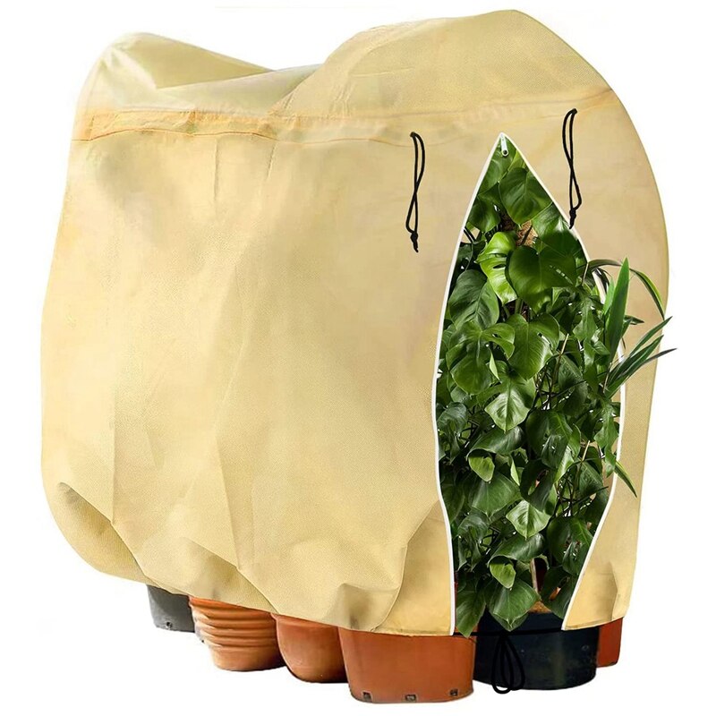 Housses de Protection contre le gel pour plantes, housses de Protection contre le gel pour plantes de jardin avec fermeture éclair et cordon de serrage