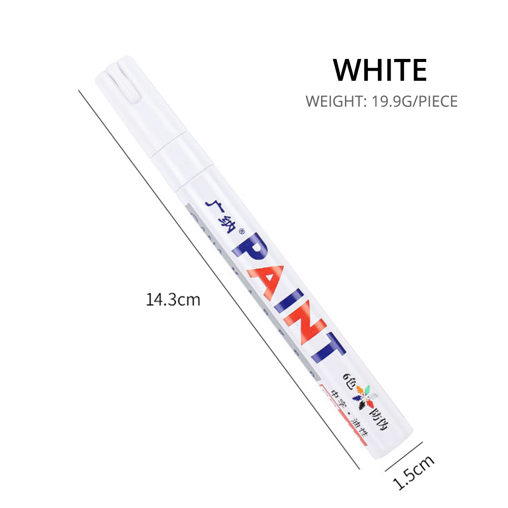 1pcs White Waterproof Cars Wheel Tire Oily Mark Pen Auto Rubber Tyre Paint Pen Cd Metal Permanent Paint Marker Graffiti Touch Up: WHITE