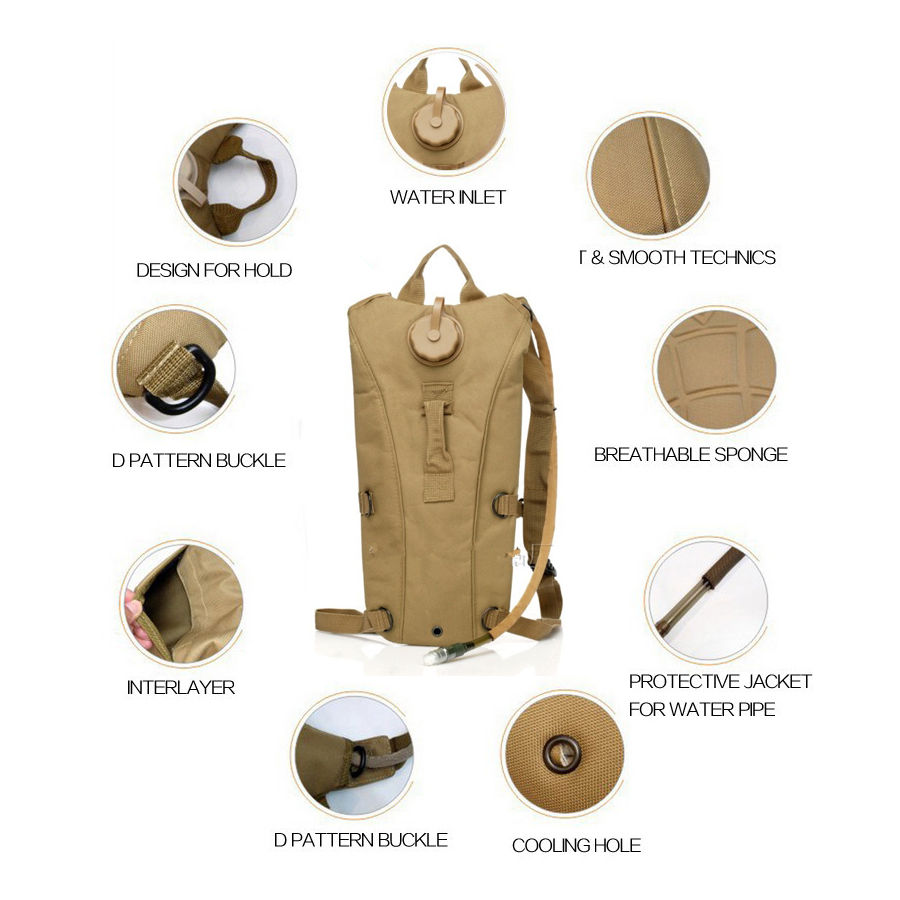 2.5L Hydration System Water Bag Pouch Backpack Bladder Hiking Climbing Camping