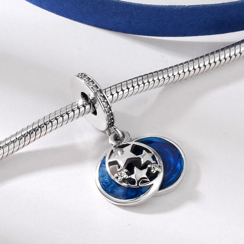 caldo notte blu Luna stella di galleggiamento di fascino Misura Branelli di Fascino Del Progettista Originale Braccialetto Pendenti con Gemme E Perle delle donne di accessori per Monili che fanno