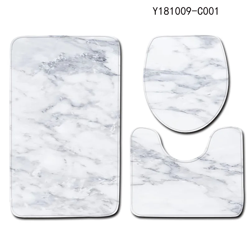 Badkamer marmeren tapijt driedelige set toiletovertrek voetmat badkamer decoratieve mat antislip waterabsorberend dik en comfortabel: green