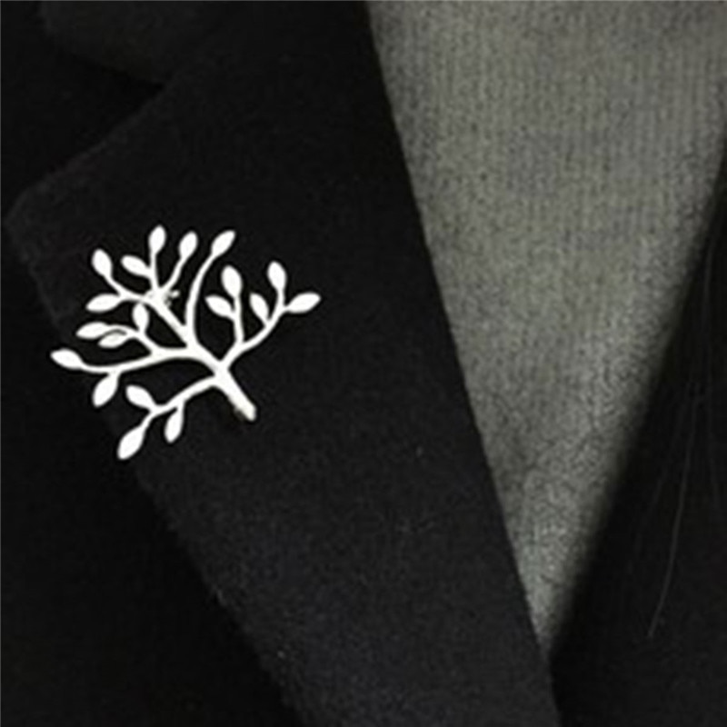 Doreenbeaeds Pin Broches Olijftak Blad Goud Zilver Kleur Voor Kleding Acryl Badges Voor Vrouwen Mannen Jassen Trui 1 Pc