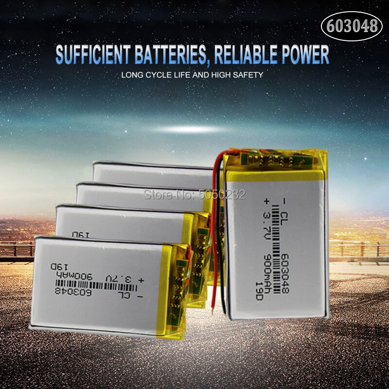 Batería recargable de 3,7 V, 900mAh, 603048, polímero de litio, li-po, celdas de iones de litio para luz LED, DVD, GPS, MP5, PDA, PSP, Banco de energía, 1 ud.